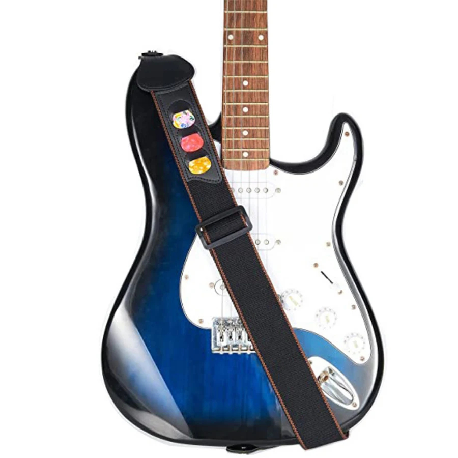 7Pcs/Set Guitar Strap Black PU - Musical Instrument Art recension och pris